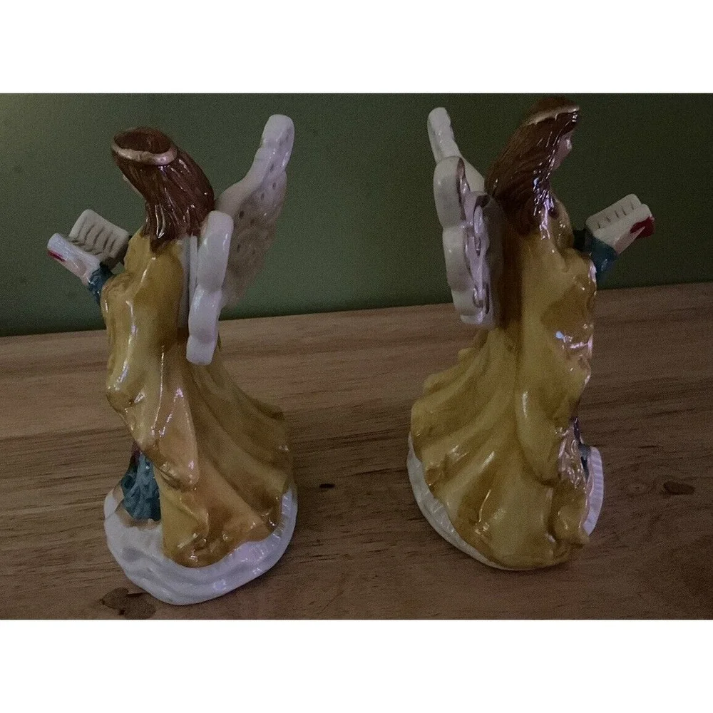 Set Of 2 Angel Ceramic Decorations 6 In Tall‎